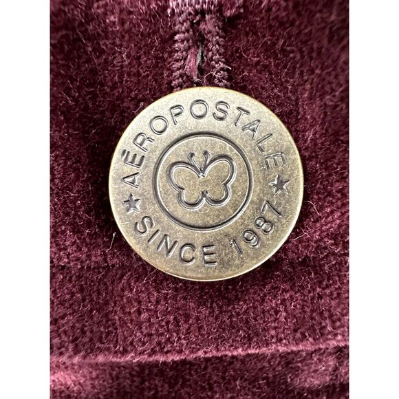 Y2k Aeropostale Velvet Burgundy Plum Red Blazer Jacket size Small - Picture 8 of 9
